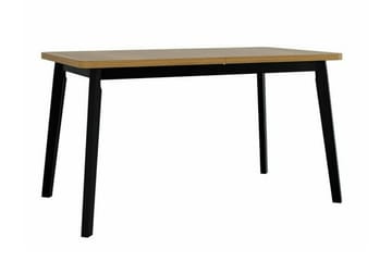 Patrickswell Rektangulär Utdragbar Matgrupp 140–180 cm – Matbord med Ekutseende och 6 Klädda Matstolar med Vinklade Ben - Svart|Gråbrun|Brun - Möbler - Bord & matgrupper - Matgrupper