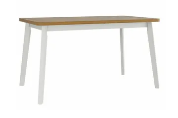 Patrickswell Rektangulär Utdragbar Matgrupp 140–180 cm – Matbord med Ekutseende och 6 Klädda Matstolar med Vinklade Ben - Vit|Beige|Brun - Möbler - Bord & matgrupper - Matgrupper