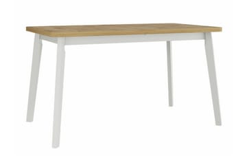 Patrickswell Rektangulär Utdragbar Matgrupp 140–180 cm – Matbord med Ekutseende och 6 Klädda Matstolar med Vinklade Ben - Vit|Beige|Natur - Möbler - Bord & matgrupper - Matgrupper