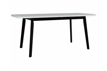 Patrickswell Rektangulär Utdragbar Matgrupp 140–180 cm – Matbord med Ekutseende och 6 Klädda Matstolar med Vinklade Ben - Vit|Olivgrön|Natur - Möbler - Bord & matgrupper - Matgrupper