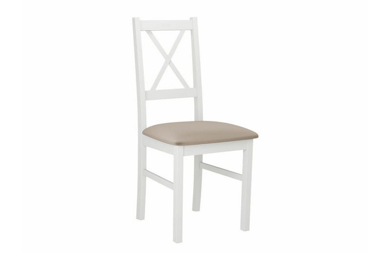 Patrickswell Rektangulär Utdragbar Matgrupp 140–180 cm – Matbord med Ekutseende och 6 Matstolar med Kryssrygg i Trä - Vit|Beige|Natur - Möbler - Bord & matgrupper - Matgrupper