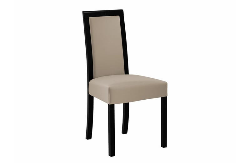 Patrickswell Rund Matgrupp 100 cm – Matbord med Ekutseende och 4 Matstolar med Klädd Rygg i Trä - Svart|Beige - Möbler - Bord & matgrupper - Matgrupper