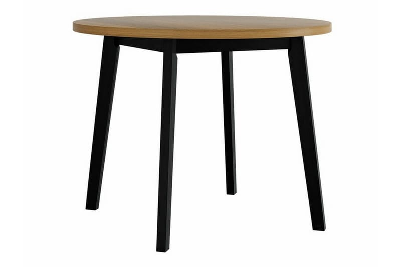 Patrickswell Rund Matgrupp 100 cm – Matbord med Ekutseende och 4 Matstolar med Klädd Rygg i Trä - Svart|Beige - Möbler - Bord & matgrupper - Matgrupper