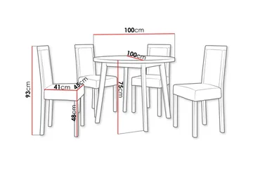 Patrickswell Rund Matgrupp 100 cm – Matbord med Ekutseende och 4 Matstolar med Klädd Rygg i Trä - Svart|Mörkgrå - Möbler - Bord & matgrupper - Matgrupper