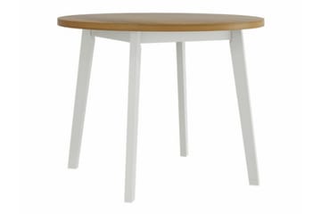 Patrickswell Rund Matgrupp 100 cm – Matbord med Ekutseende och 4 Matstolar med Klädd Rygg i Trä - Vit|Beige - Möbler - Bord & matgrupper - Matgrupper