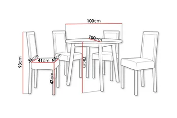 Patrickswell Rund Matgrupp 100 cm – Matbord med Ekutseende och 4 Matstolar med Klädd Rygg i Trä - Vit|Olivgrön - Möbler - Bord & matgrupper - Matgrupper