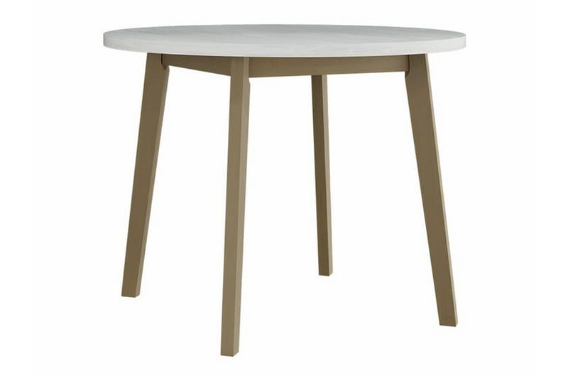 Patrickswell Rund Matgrupp 100 cm – Matbord med Vit Skiva och 4 Matstolar med Klädd Rygg i Trä - Natur|Beige - Möbler - Bord & matgrupper - Matgrupper