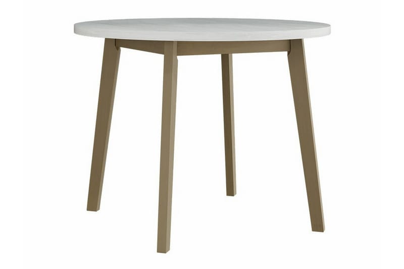 Patrickswell Rund Matgrupp 100 cm – Matbord med Vit Skiva och 4 Matstolar med Klädd Rygg i Trä - Natur|Grå - Möbler - Bord & matgrupper - Matgrupper