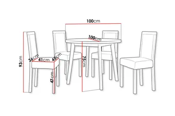 Patrickswell Rund Matgrupp 100 cm – Matbord med Vit Skiva och 4 Matstolar med Klädd Rygg i Trä - Natur|Gråbrun - Möbler - Bord & matgrupper - Matgrupper