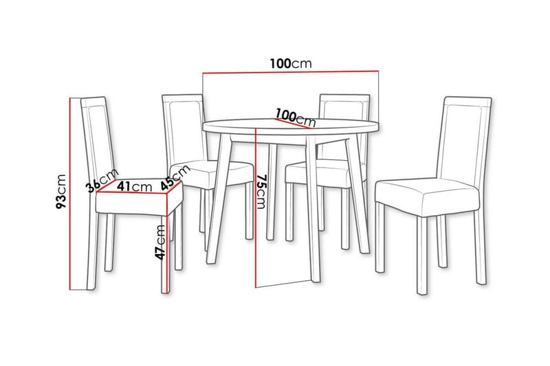 Patrickswell Rund Matgrupp 100 cm – Matbord med Vit Skiva och 4 Matstolar med Klädd Rygg i Trä - Natur|Olivgrön - Möbler - Bord & matgrupper - Matgrupper