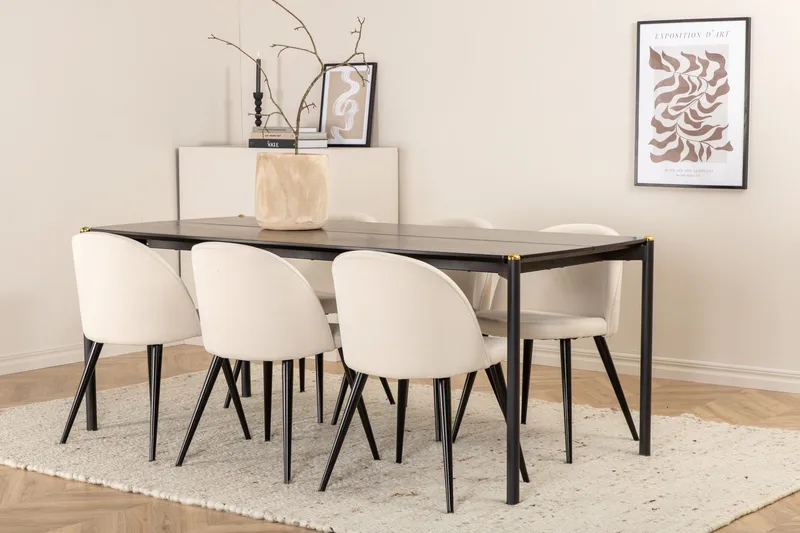 Pelle matbord med 6st Velvet matstol - Möbler - Bord & matgrupper - Matgrupper