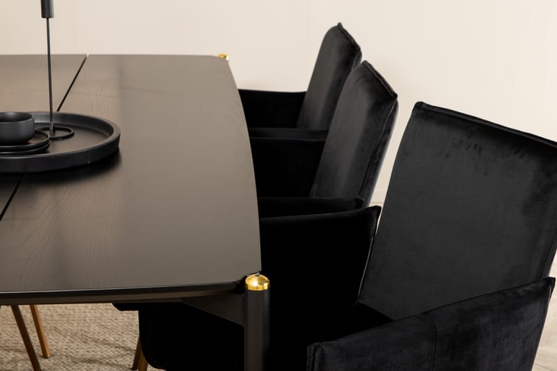 Pelle Matgrupp 190 cm inkl 6 Pipi Stolar - Svart/Koppar - Möbler - Bord & matgrupper - Matgrupper