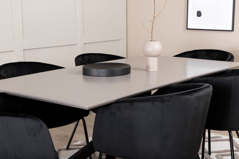 Penny Matgrupp 190 cm inkl 6 Berita Stolar - Grå/Svart - Möbler - Bord & matgrupper - Matgrupper