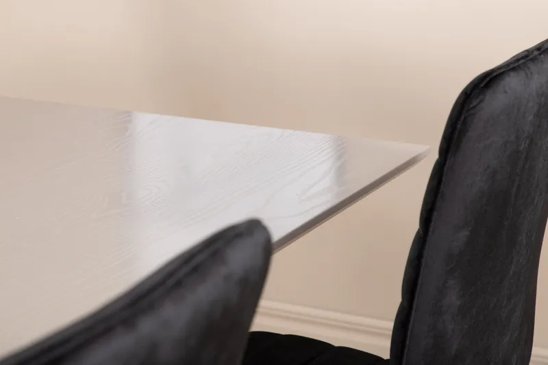 Penny Matgrupp 190 cm inkl 6 Robin Sammetsstolar - Grå/Svart - Möbler - Bord & matgrupper - Matgrupper