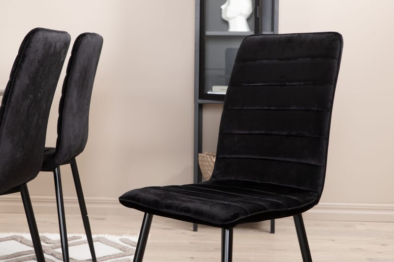 Penny Matgrupp 190 cm inkl 6 Robin Sammetsstolar - Grå/Svart - Möbler - Bord & matgrupper - Matgrupper