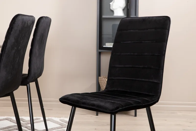 Penny Matgrupp 190 cm inkl 6 Robin Sammetsstolar - Grå/Svart - Möbler - Bord & matgrupper - Matgrupper