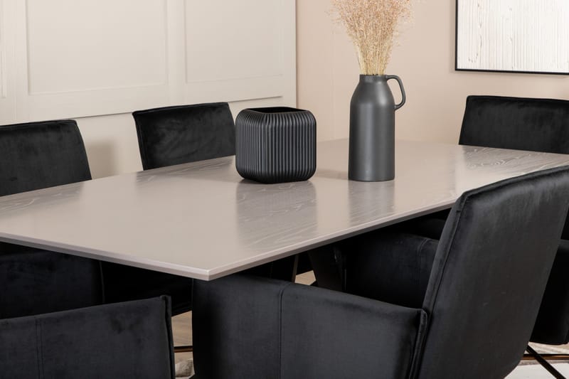 Penny Matgrupp 190 cm inkl 6 Pipi Stolar - Grå/Svart/Koppar - Möbler - Bord & matgrupper - Matgrupper