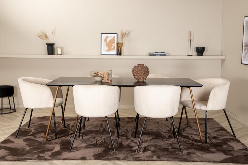 Pipi Matgrupp 190 cm inkl 6 Berita Stolar - Svart/Koppar/Beige - Möbler - Bord & matgrupper - Matgrupper