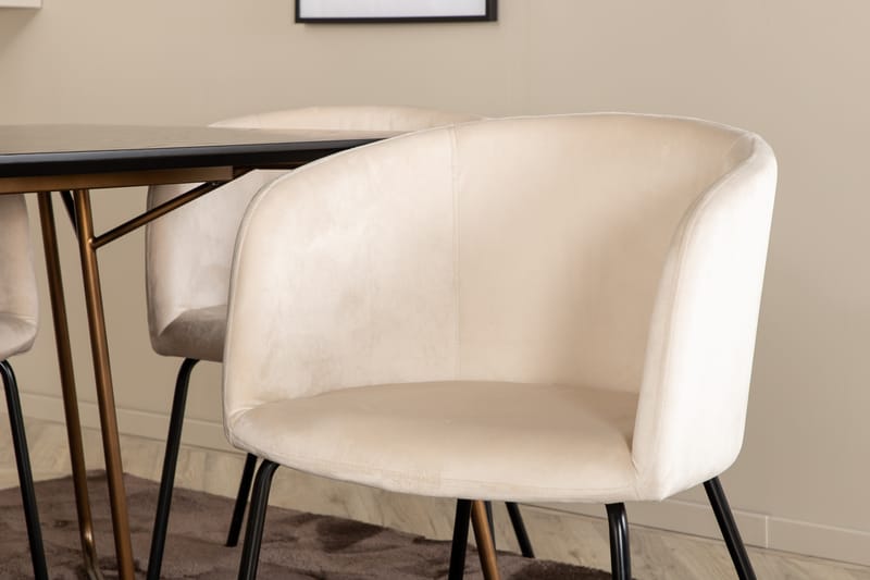 Pipi Matgrupp 190 cm inkl 6 Berita Stolar - Svart/Koppar/Beige - Möbler - Bord & matgrupper - Matgrupper