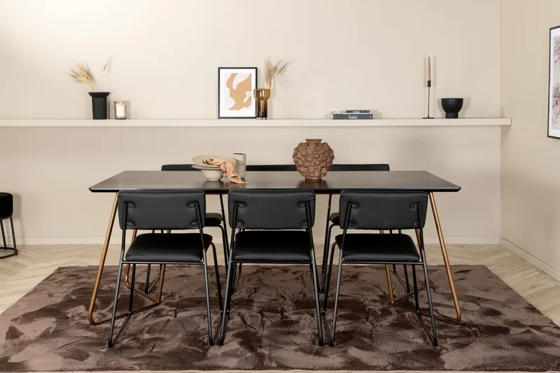 Pipi Matgrupp 190 cm inkl 6 Kenth Stolar - Svart/Koppar - Möbler - Bord & matgrupper - Matgrupper