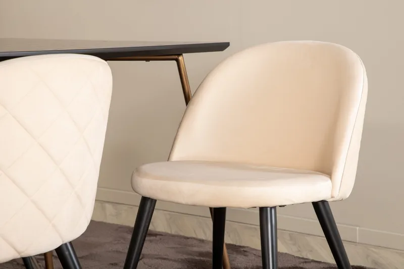 Pipi Matgrupp 190 cm inkl 6 Velvets Stolar - Svart/Koppar - Möbler - Bord & matgrupper - Matgrupper