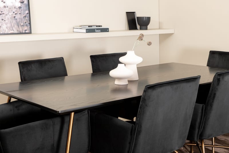 Pipi Matgrupp 190 cm inkl 6 Pipi Stolar - Svart/Koppar - Möbler - Bord & matgrupper - Matgrupper