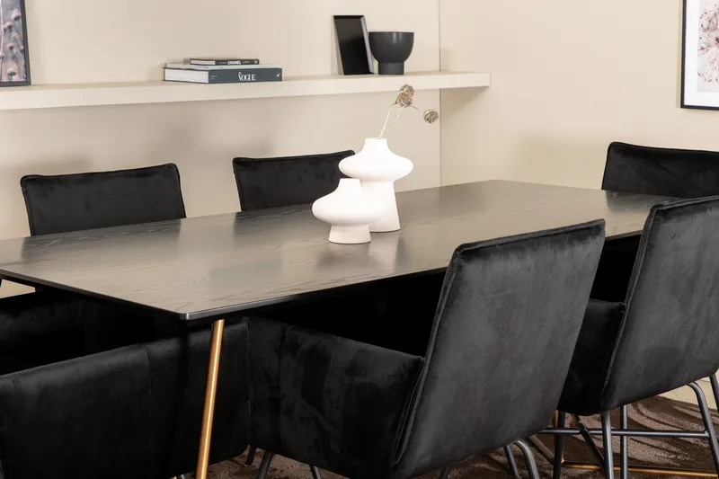 Pipi Matgrupp 190 cm inkl 6 Pipi Stolar - Svart/Koppar - Möbler - Bord & matgrupper - Matgrupper