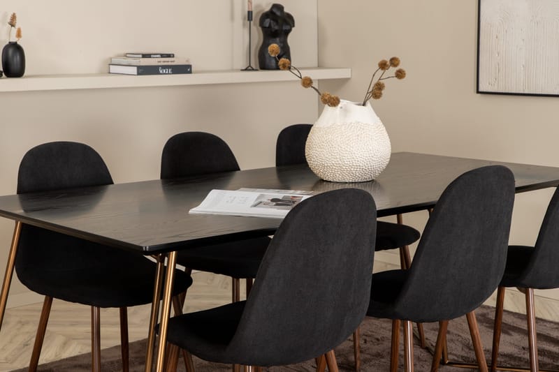 Pipi Matgrupp 190 cm inkl 6 Pontus Stolar - Svart/Koppar/Brun - Möbler - Bord & matgrupper - Matgrupper