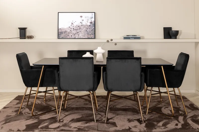 Pipi Matgrupp 190 cm inkl 6 Pipi Stolar - Svart/Koppar - Möbler - Bord & matgrupper - Matgrupper