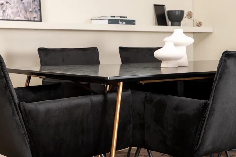 Pipi Matgrupp 190 cm inkl 6 Pipi Stolar - Svart/Koppar - Möbler - Bord & matgrupper - Matgrupper