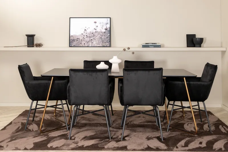 Pipi Matgrupp 190 cm inkl 6 Pipi Stolar - Svart/Koppar - Möbler - Bord & matgrupper - Matgrupper