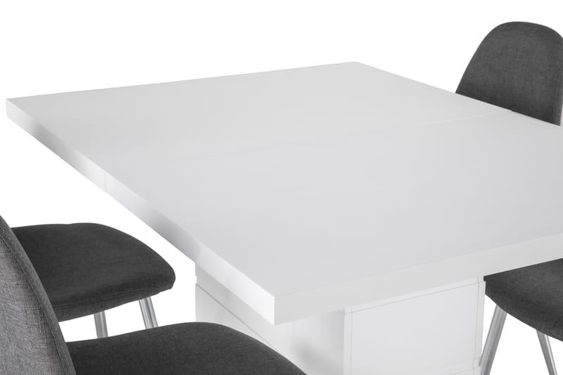 Ratliff Förlängningsbar Matgrupp 120 cm med 4 Nibe Stol - Vit/Grå/Krom - Möbler - Bord & matgrupper - Matgrupper