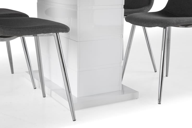 Ratliff Förlängningsbar Matgrupp 120 cm med 4 Nibe Stol - Vit/Grå/Krom - Möbler - Bord & matgrupper - Matgrupper