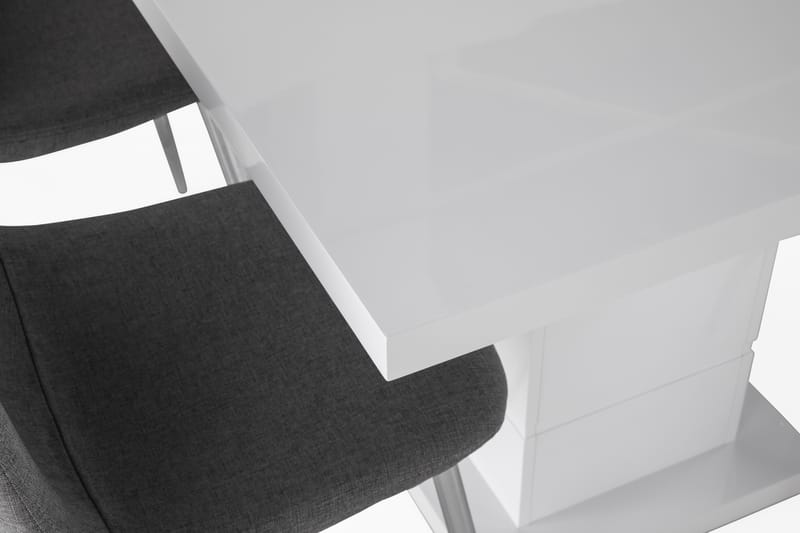 Ratliff Förlängningsbar Matgrupp 120 cm med 4 Nibe Stol - Vit/Grå/Krom - Möbler - Bord & matgrupper - Matgrupper