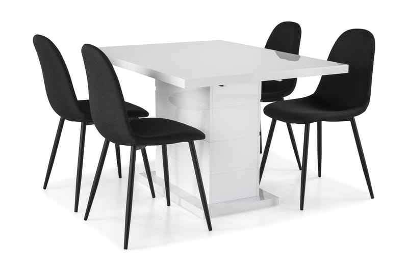 Ratliff Förlängningsbar Matgrupp 120 cm med 4 Nibe Stol - Vit/Svart - Möbler - Bord & matgrupper - Matgrupper