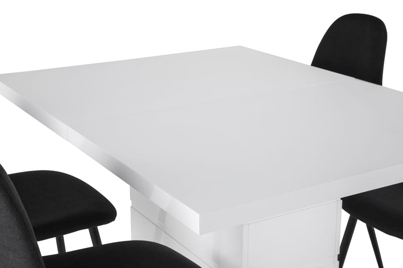 Ratliff Förlängningsbar Matgrupp 120 cm med 4 Nibe Stol - Vit/Svart - Möbler - Bord & matgrupper - Matgrupper