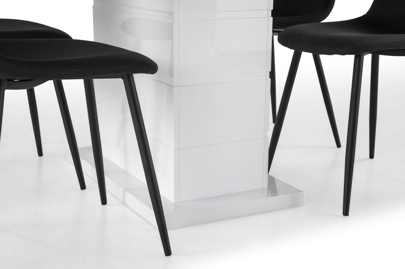 Ratliff Förlängningsbar Matgrupp 120 cm med 4 Nibe Stol - Vit/Svart - Möbler - Bord & matgrupper - Matgrupper
