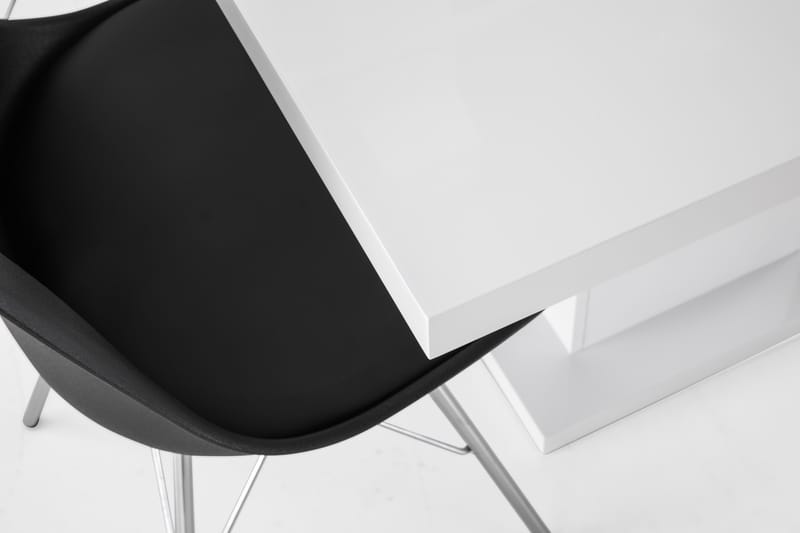 Ratliff Förlängningsbar Matgrupp 120 cm med 4 Shell Stol - Vit/Svart PU/Krom - Möbler - Bord & matgrupper - Matgrupper