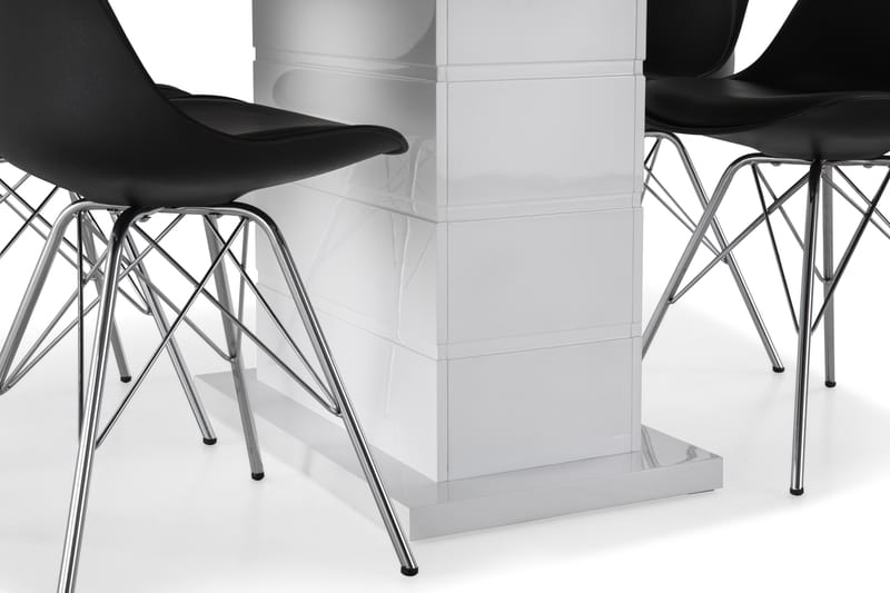 Ratliff Förlängningsbar Matgrupp 120 cm med 4 Shell Stol - Vit/Svart PU/Krom - Möbler - Bord & matgrupper - Matgrupper