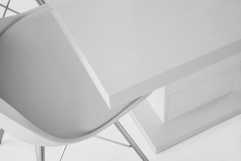 Ratliff Förlängningsbar Matgrupp 120 cm med 4 Shell Stol - Vit/Vit PU/Krom - Möbler - Bord & matgrupper - Matgrupper