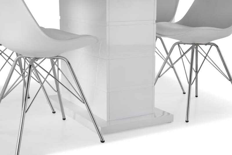 Ratliff Förlängningsbar Matgrupp 120 cm med 4 Shell Stol - Vit/Vit PU/Krom - Möbler - Bord & matgrupper - Matgrupper