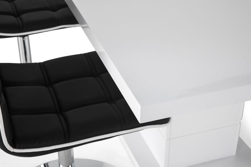 Ratliff Förlängningsbar Matgrupp 160 cm med 4 Frida Stol - Vit/Svart PU/Krom - Möbler - Bord & matgrupper - Matgrupper