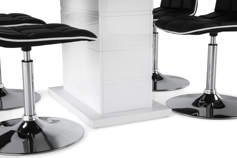 Ratliff Förlängningsbar Matgrupp 160 cm med 4 Frida Stol - Vit/Svart PU/Krom - Möbler - Bord & matgrupper - Matgrupper