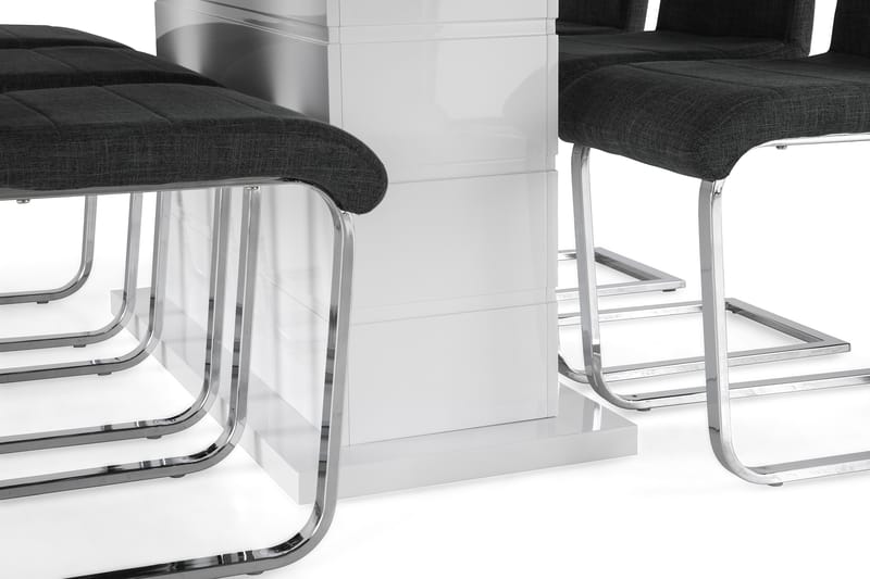 Ratliff Förlängningsbar Matgrupp 180 cm med 6 Cibus Stol - Vit/Grå/Krom - Möbler - Bord & matgrupper - Matgrupper