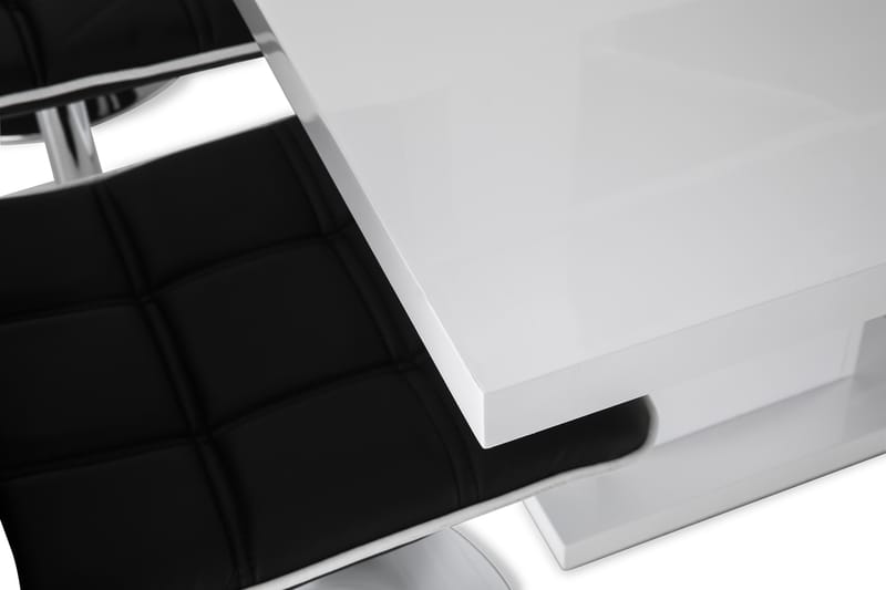 Ratliff Förlängningsbar Matgrupp 180 cm med 6 Frida Stol - Vit/Svart PU/Krom - Möbler - Bord & matgrupper - Matgrupper