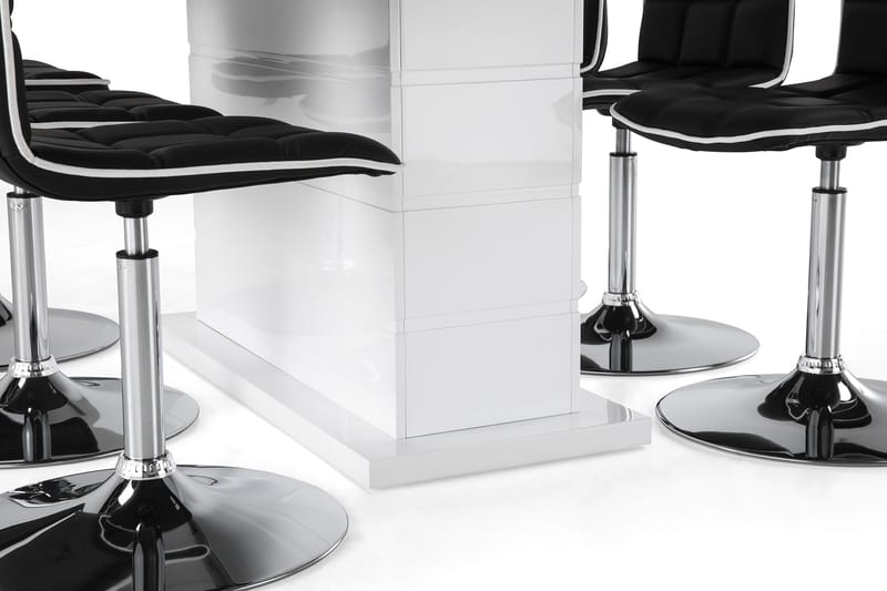 Ratliff Förlängningsbar Matgrupp 180 cm med 6 Frida Stol - Vit/Svart PU/Krom - Möbler - Bord & matgrupper - Matgrupper