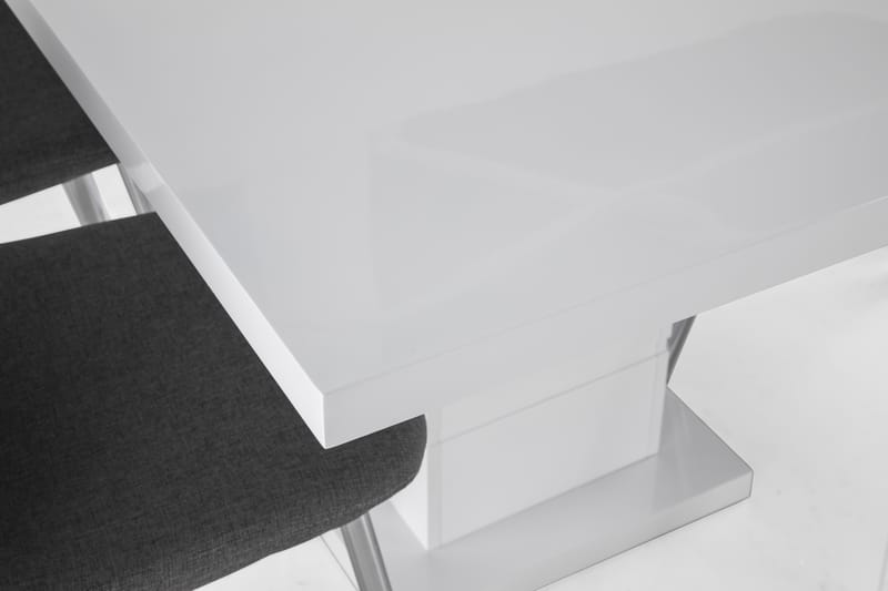 Ratliff Förlängningsbar Matgrupp 180 cm med 6 Nibe Stol - Vit/Grå/Krom - Möbler - Bord & matgrupper - Matgrupper