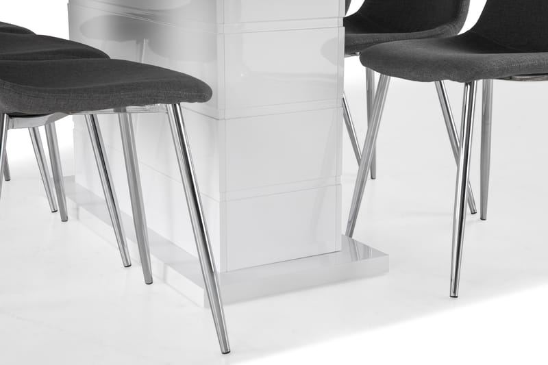 Ratliff Förlängningsbar Matgrupp 180 cm med 6 Nibe Stol - Vit/Grå/Krom - Möbler - Bord & matgrupper - Matgrupper