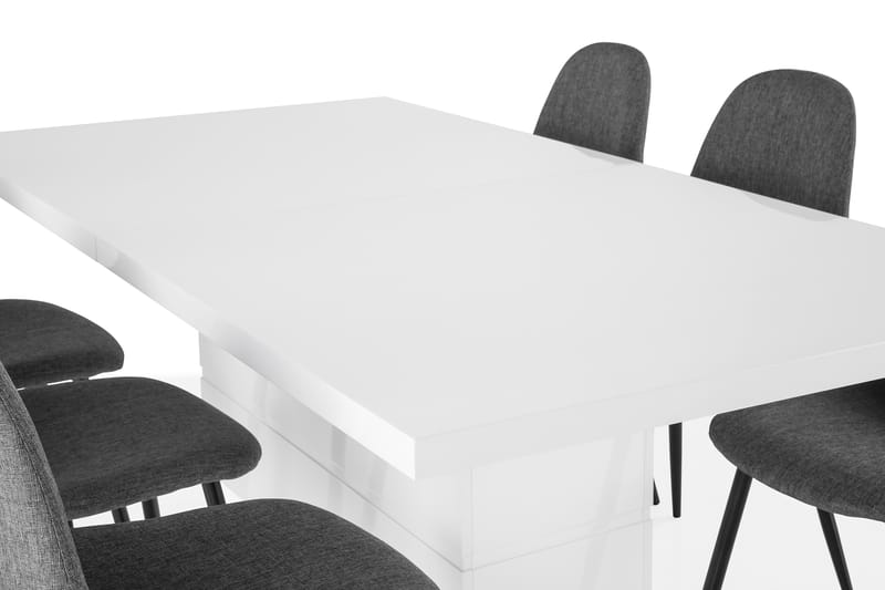 Ratliff Förlängningsbar Matgrupp 180 cm med 6 Nibe Stol - Vit/Grå/Svart - Möbler - Bord & matgrupper - Matgrupper