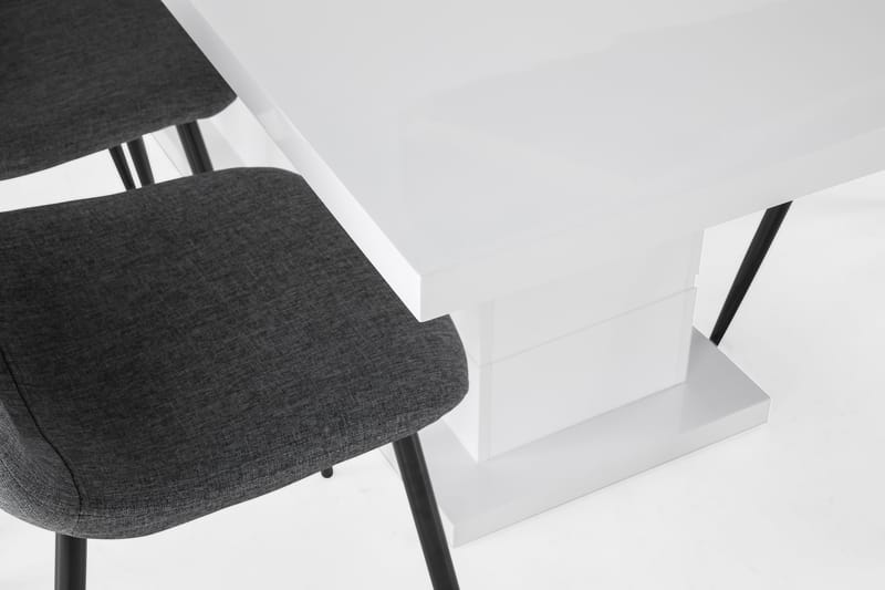 Ratliff Förlängningsbar Matgrupp 180 cm med 6 Nibe Stol - Vit/Grå/Svart - Möbler - Bord & matgrupper - Matgrupper